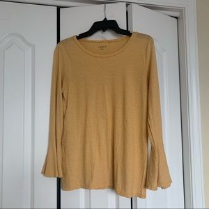 Loft Outlet Yellow & White Striped Cap Sleeve Top